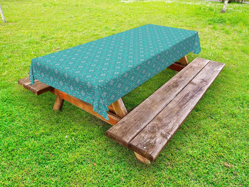 ABAKUHAUS Tropicale Tovaglia Da Esterno, Foglie Esotici E Plumeria Tovaglia Da Picnic Lavabile Decorativa 145 Cm X 305 Cm Charcoal Grigio Multicolore