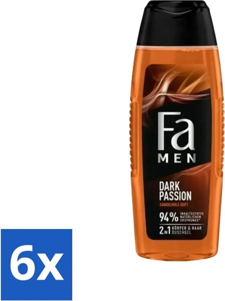 Fa Men Gel Doccia 2-in-1 Dark Passion - Set 6x250ml per Sport e Fitness
