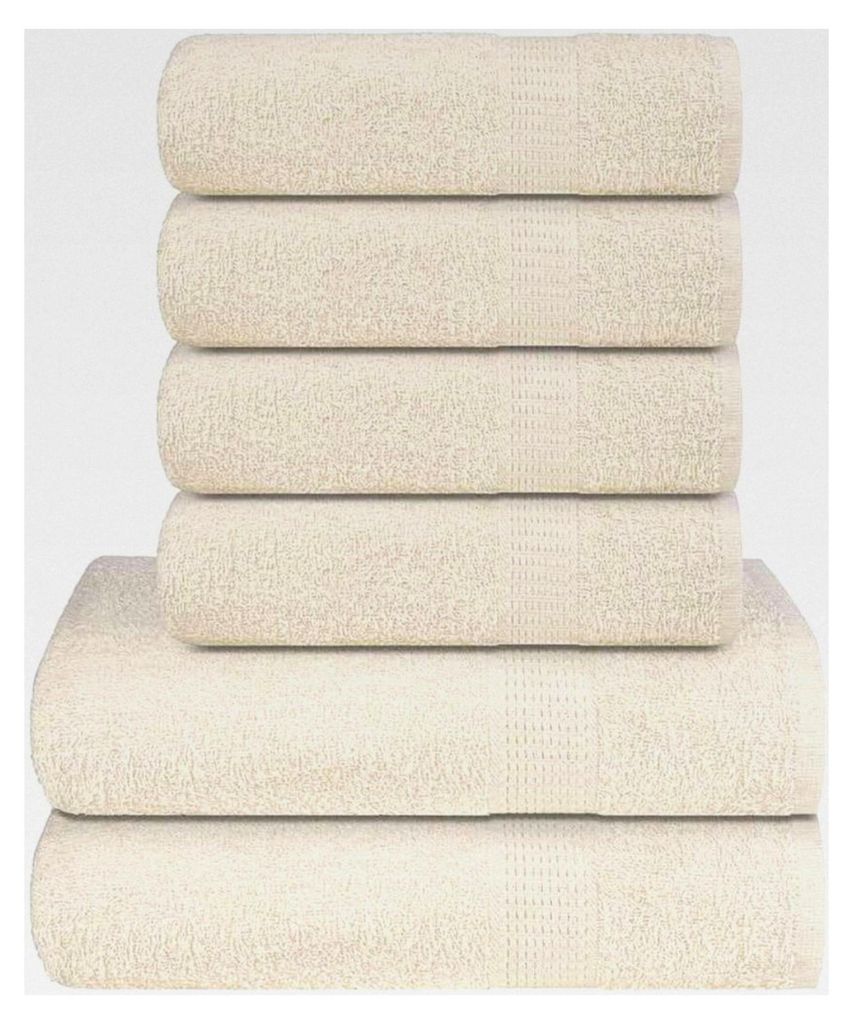 Bettwäsche und Handtücher, 6-teiliges Handtuch-Set, cremefarben, 360 g/m², 100 % Baumwolle