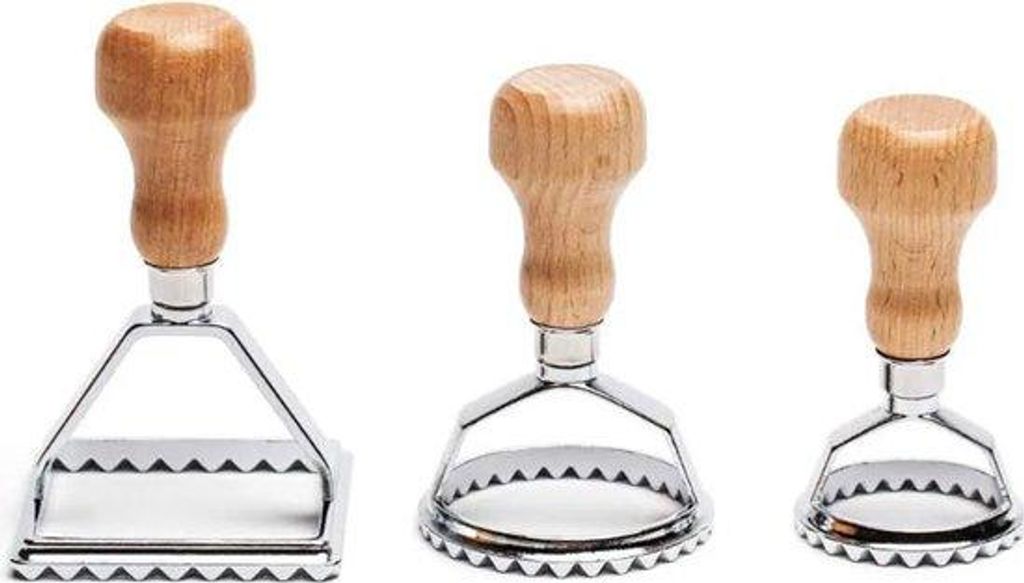 Drei-teiliges Stahl-Wonton-Set – Set aus Teigwürfeln und Wonton-Stechern, ideal für Pasta- und Dumplings-Zubereitung.