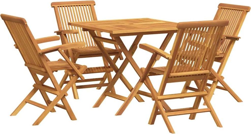 vidaXL 5-tlg. Garten-Essgruppe Massivholz Teak