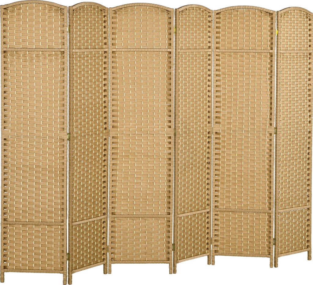Paravent 6-teilig 240 x 170 cm Raumteiler Trennwand aus Bambus, Faltbar Stellwand Raumtrenner Sichtschutz für Wohnzimmer Natur