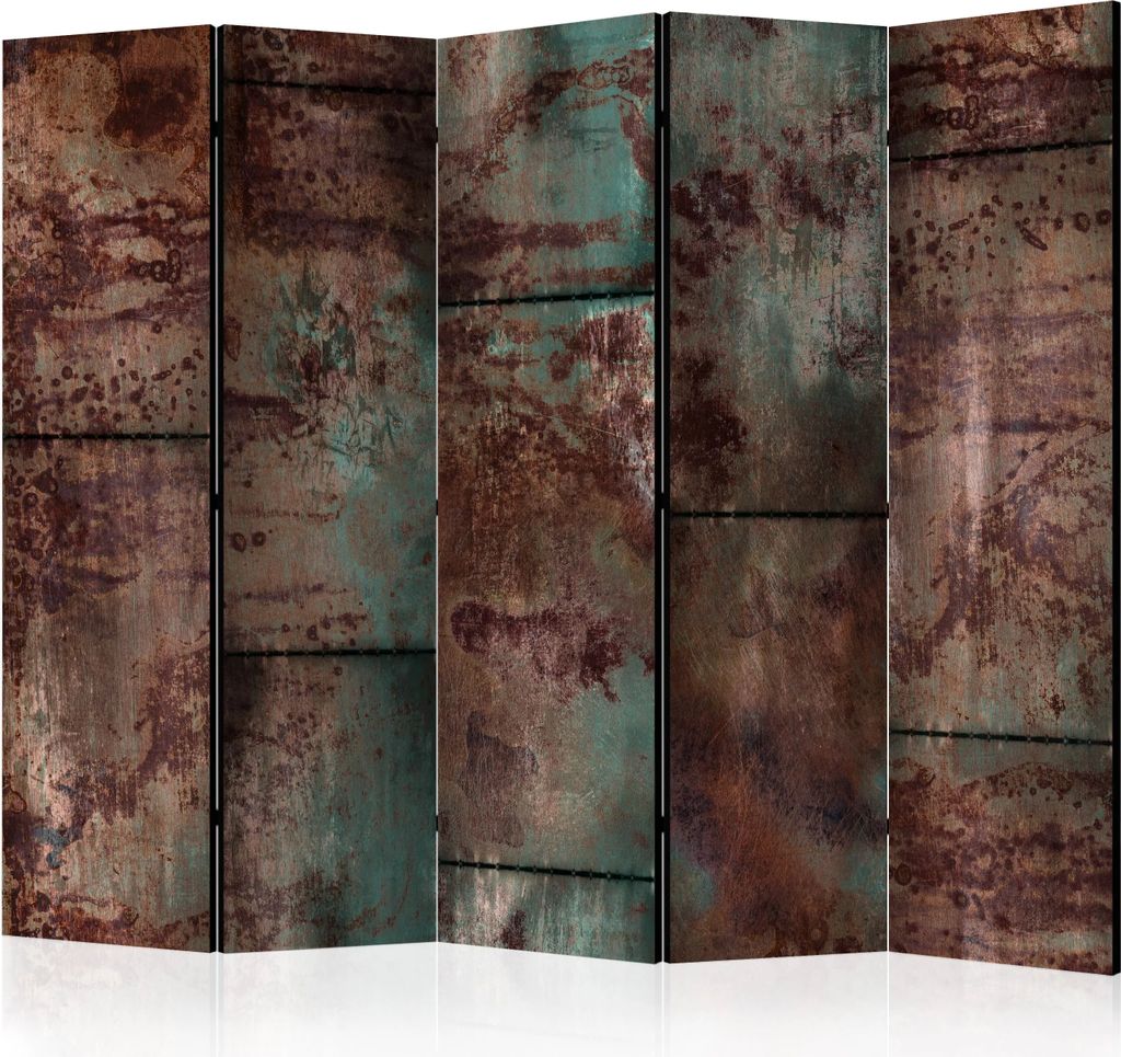 5-teiliger Doppelseitiger Vlies Paravent - Dark Metal Sheet II 225x172 cm Muster f-A-0703-z-c