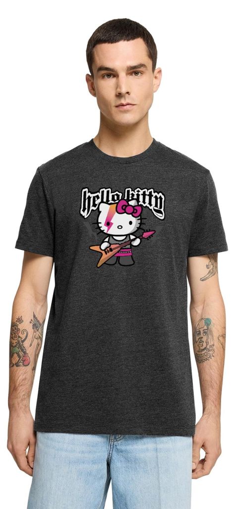 Spreadshirt Hello Kitty E-Gitarre Rock Style Männer Premium T-Shirt, S, Anthrazit meliert