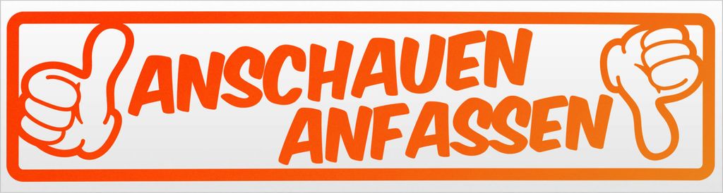 Kiwistar Anschauen anfassen Magnetschild Schild magnetisch - 30cm Neonorange - Magnetfolie für Auto PKW Kfz