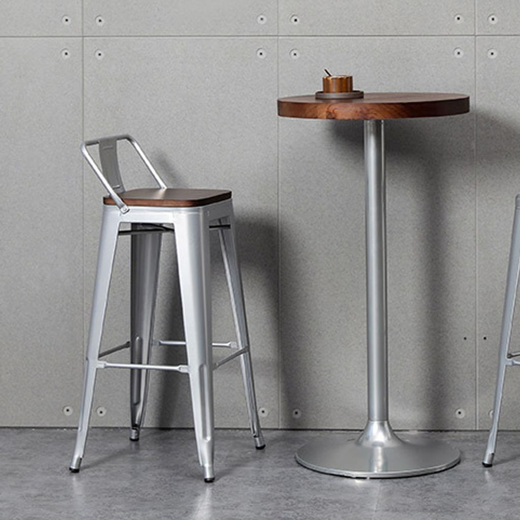 Barhocker, Barstühle, Küchenstühle,Barstuhl mit Rückenlehne, Fußstütze Silber 75X43cm /YSBTD/