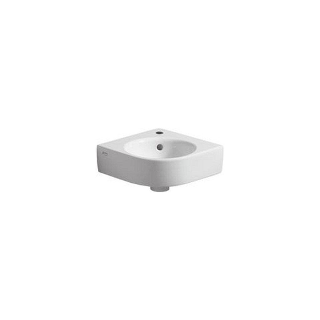 Geberit Eckhandwaschbecken RENOVA COMPACT Schenkellänge 320 mm, mit Hahnloch, mit Überlauf weiß