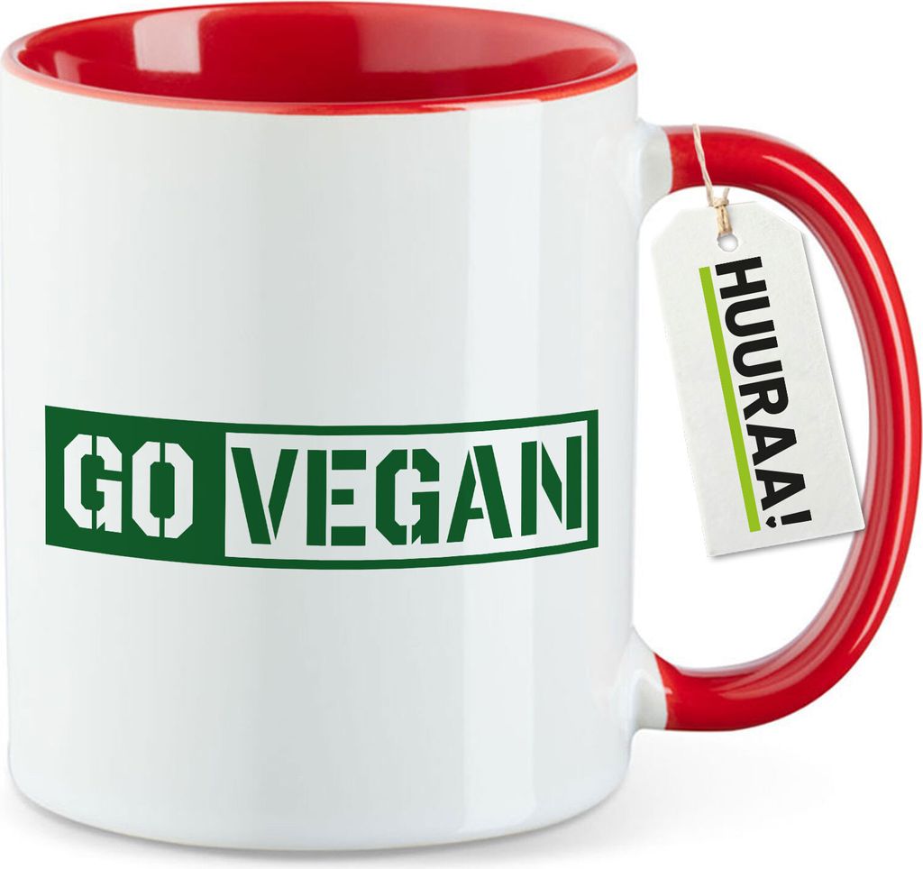 Huuraa Kaffeetasse Go Vegan Modern 330ml Rot Keramik Kaffeebecher Geschenkidee