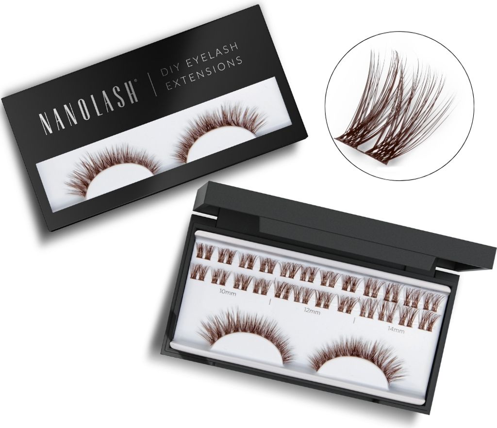 Braune cluster wimpern zur DIY Wimpernverlängerung zu Hause Nanolash FANTASY