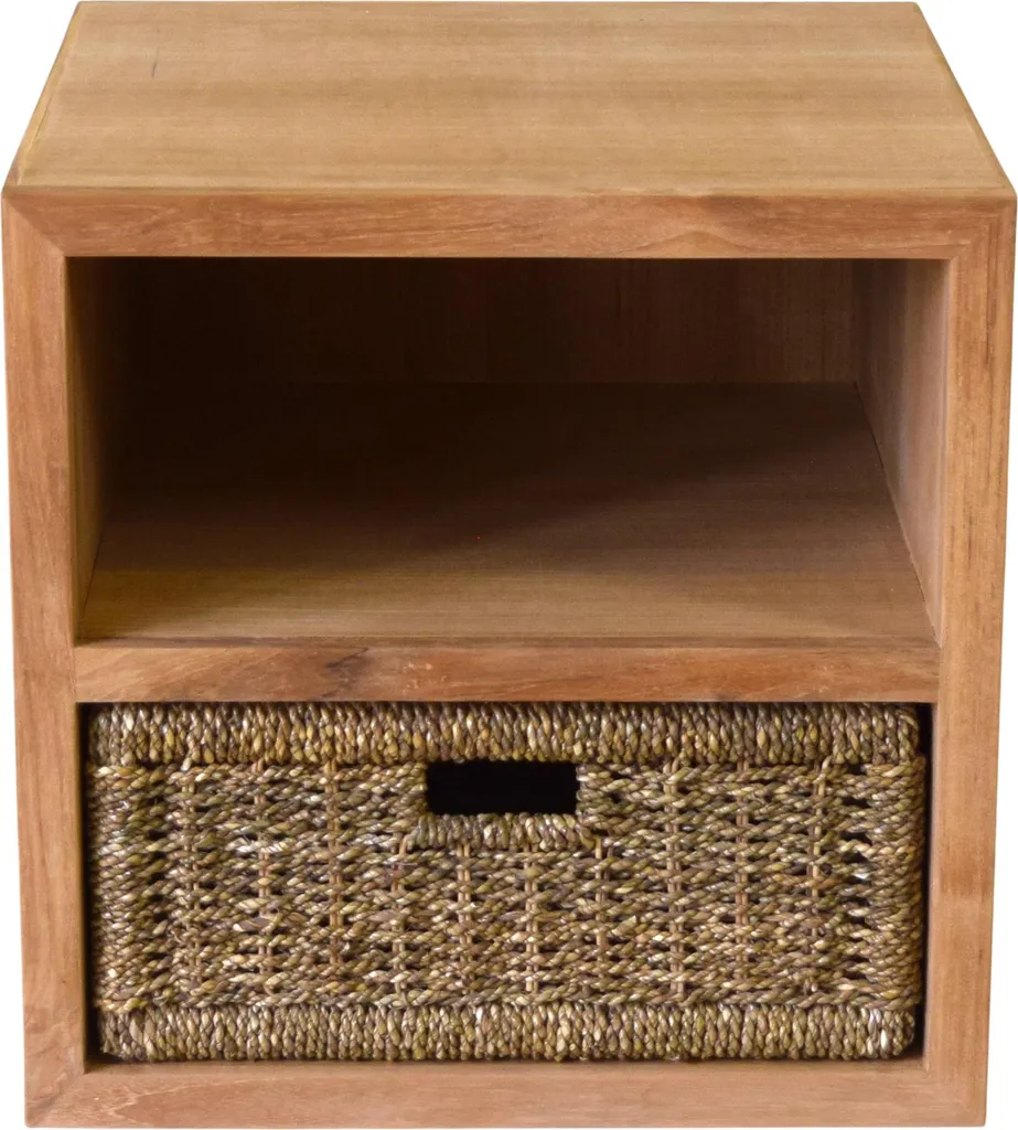 Table d'appoint Vallda en teck Teako Design avec panier 50x50x50 cm