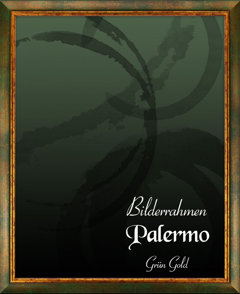 Bilderrahmen Palermo - 100x150 cm, Grün Gold Nachbildung, 1,5 mm Kunstglas entspiegelt