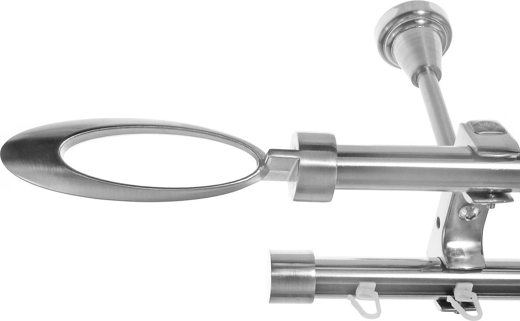 Rohr+Innenlauf Gardinenstange Ø 20mm Edelstahl Look 2-läufig Deckenträger D61 RI