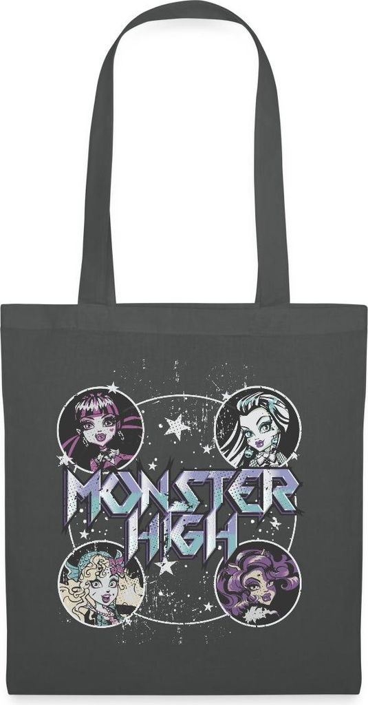 Spreadshirt Monster High Draculaura, Frankie Stein & Freunde Stoffbeutel, One size, Graphite