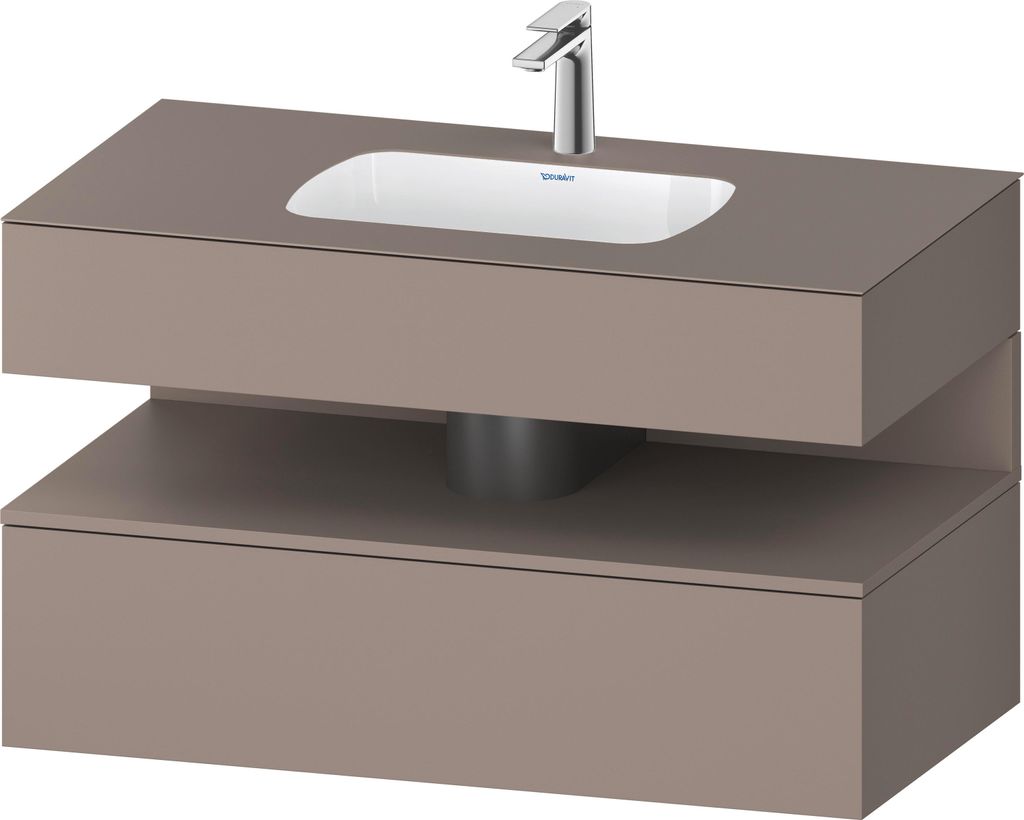 Duravit Qatego Einbauwaschtisch mit Konsolenwaschtischunterbau, 1000x550x600mm, Nische Basalt Matt, QA4786043430000