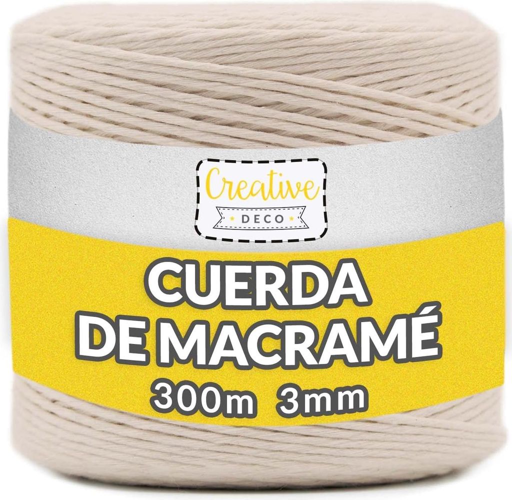 Creative Deco Corda Macrame 3mm x 300m Filo Cotone Beige | Immagine del prodotto 