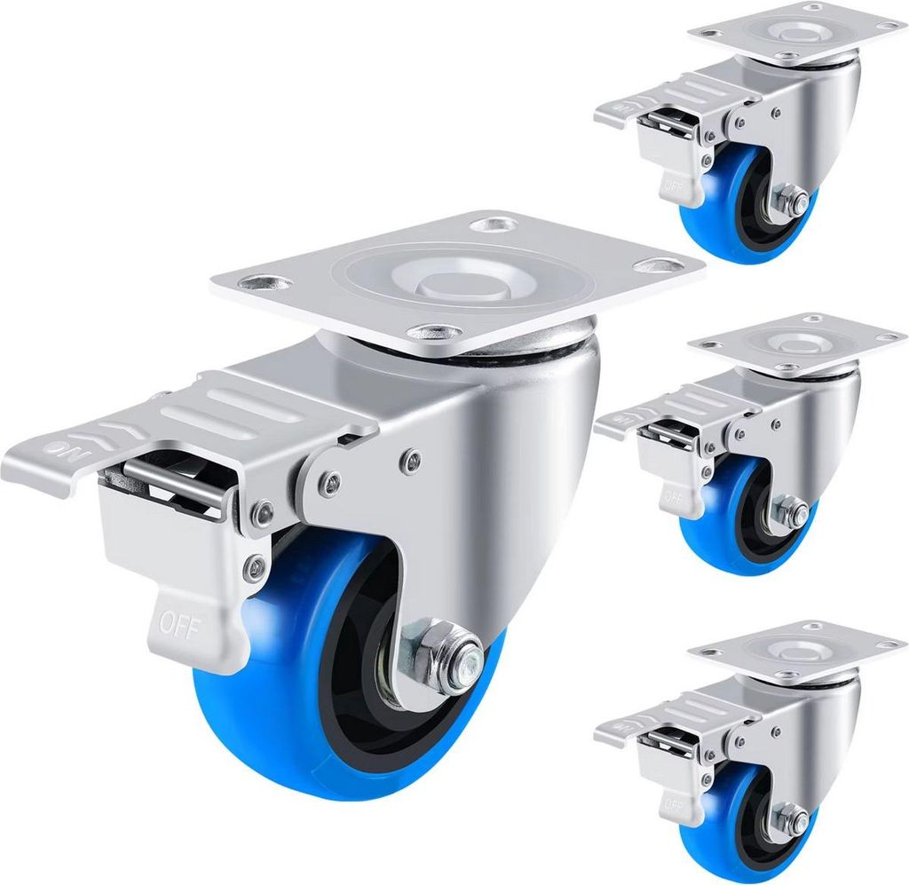 Schwenkräder mit Bremse – 125mm – 4er Set – Schwerlast Transportrollen bis 170kg