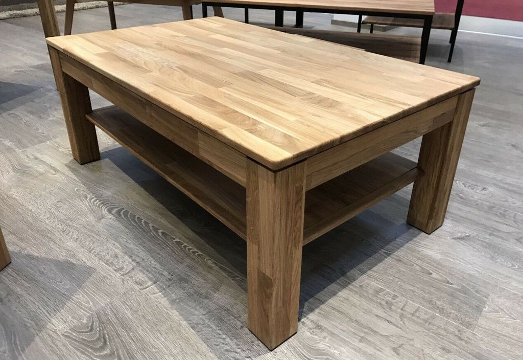 Couchtisch Eiche Massiv geölt 115 x 70 cm mit Schubkasten Produktbild 5