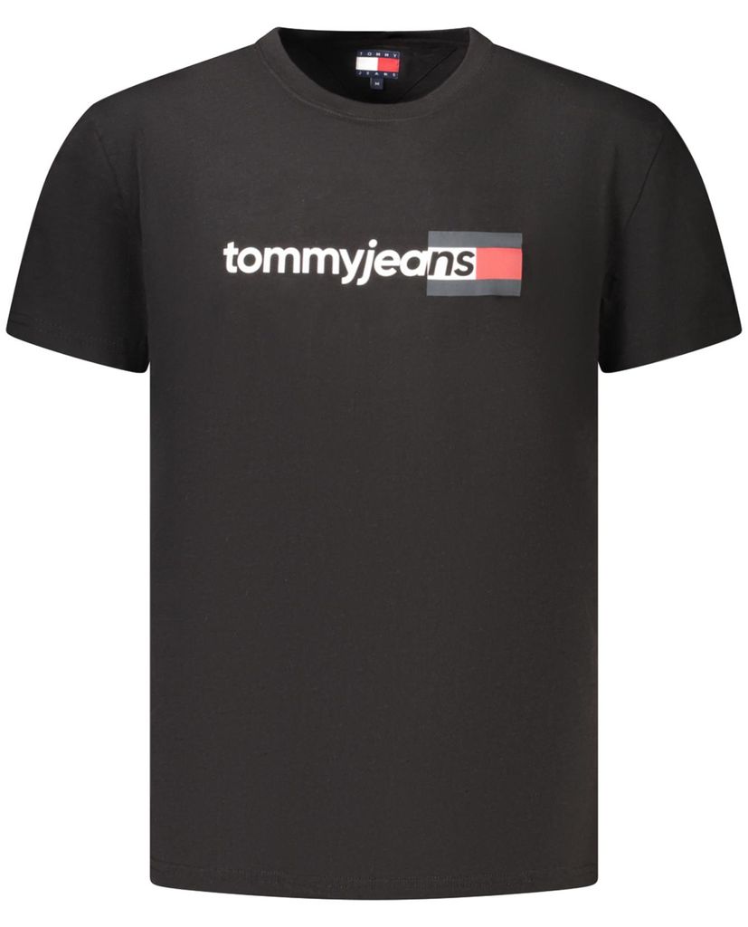 Schwarzes Herren Kurzarm T-Shirt mit Rundhals und Logo Design