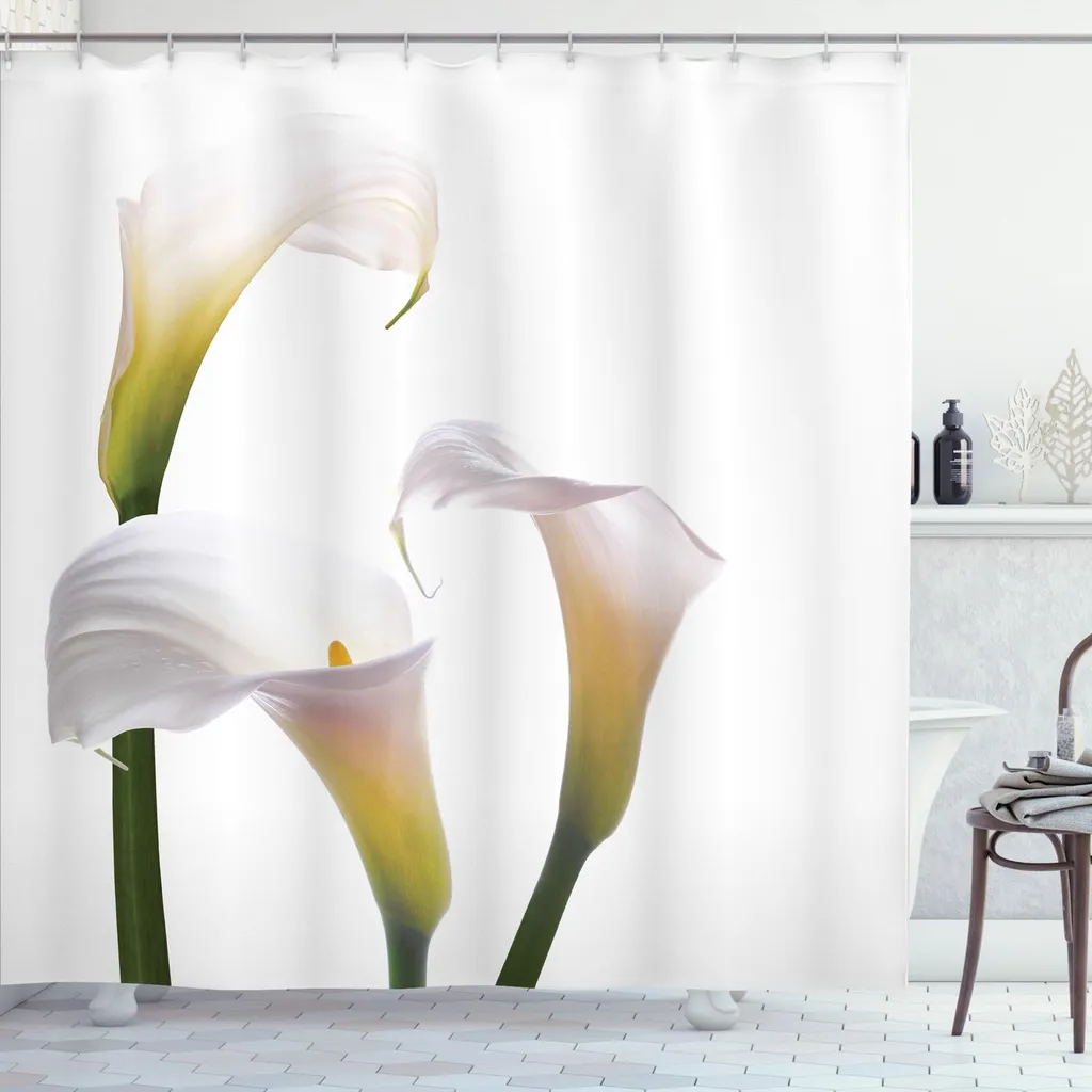 Déco salle de bain zen avec le rideau de douche floral XXL Lys Calla
