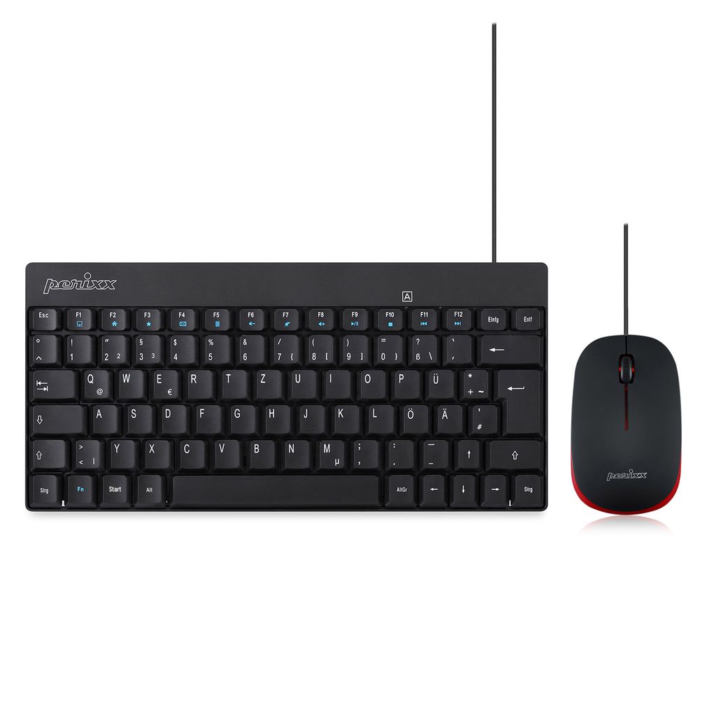 Perixx PERIDUO-212 USB Keyboard and mouse set German, QWERTZ Black, Red