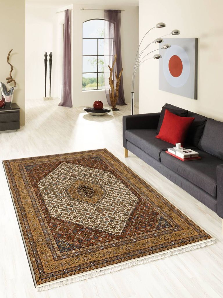 Teppich BENARAS BIDJAR | Farbe: Beige; Größe: 120 x 180 cm | strapazierfähig und leicht zu reinigen | Wohnzimmer | Schlafzimmer