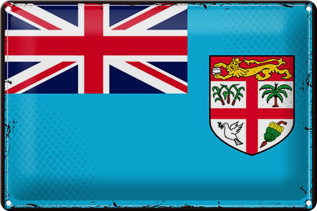 Blechschild Flagge Fidschi 30x20cm Retro Flag of Fiji Produktbild 