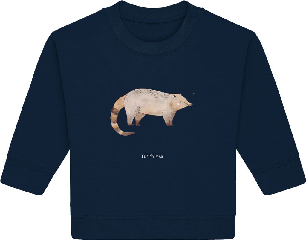 Mr. & Mrs. Panda Organic Baby Pullover Nasenbär 6. - 12. Monat - French Navy - Geschenk, Bär, Rüsselbär, Lustige Sprüche, Bullover, Nasenbären