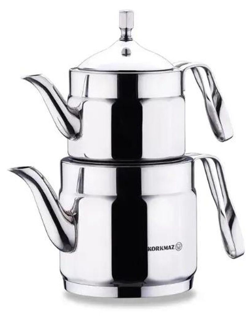 Korkmaz Nostaljia Maxi Theepotset 1,2 l + 2,2 l 18/10 RVS Productafbeelding 