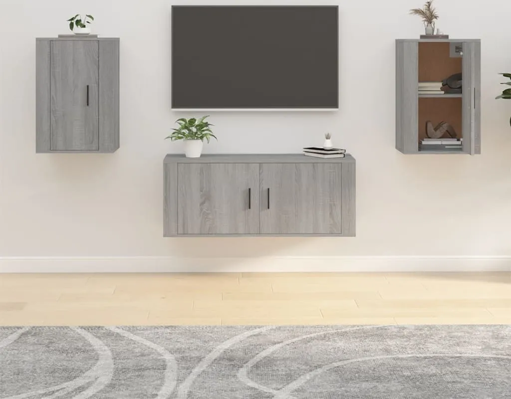 vidaXL Mobili TV a parete 2 pz. Grigio Sonoma 40x34,5x60 cm - Mobile TV a parete - Mobile TV a parete - Mobile TV - Console TV - 2