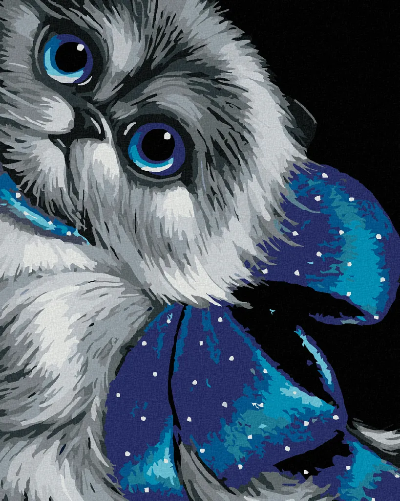 Zuty Kit Pittura Diamanti 40x50 cm - Gattino con Fiocco e Occhi Blu