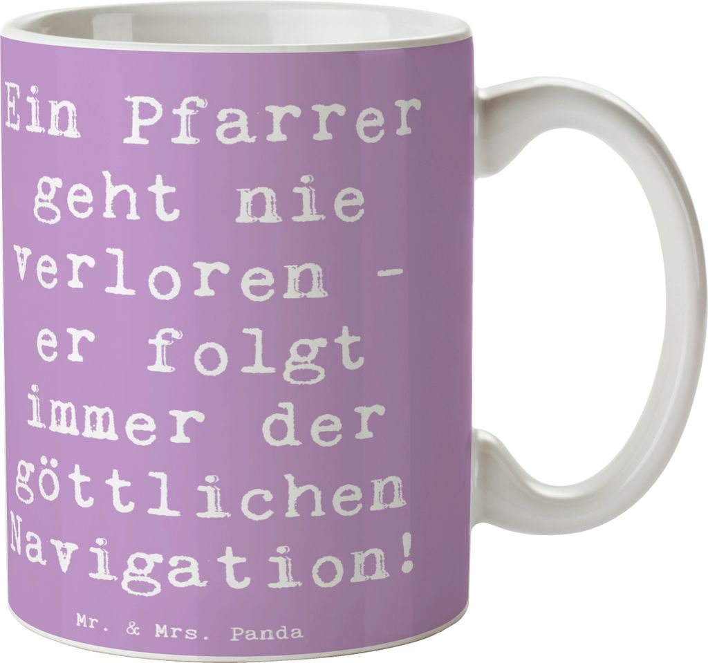 Mr. & Mrs. Panda Kaffeebecher Spruch Pfarrer Navigation - Lavendeltraum - Geschenk, Teetasse, Becher, liebevoll, Keramiktasse, ermutigende Botschaf...