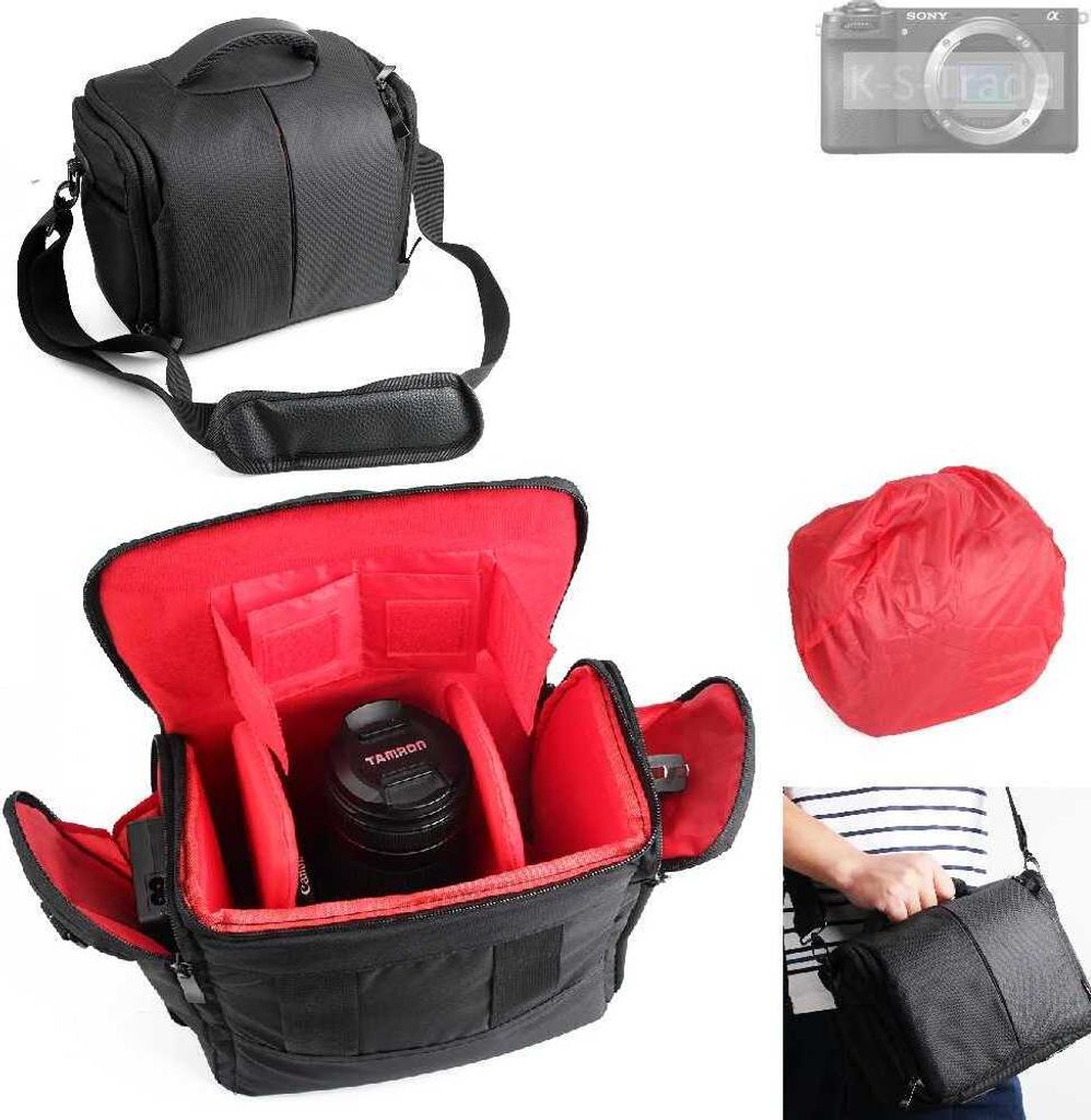K-S-Trade Kompatibel mit Sony Alpha 6700 Kameratasche Fototasche Schultertasche Zubehör Tasche einteilbare Trennwänden für Systemkamera, DSLR DSLM