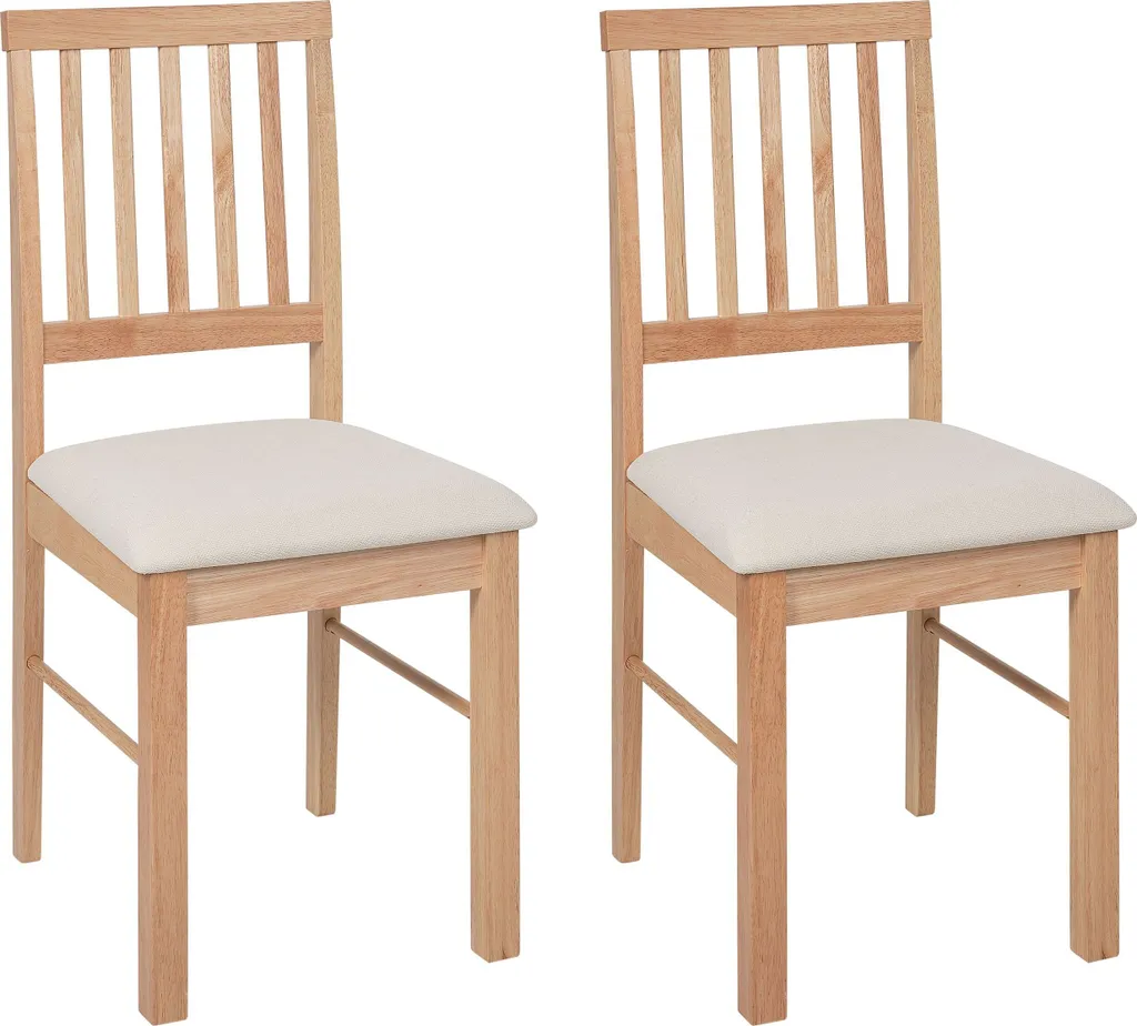 Chaises beige clair en tissu et bois de caoutchouc - Beliani - Lot de 2