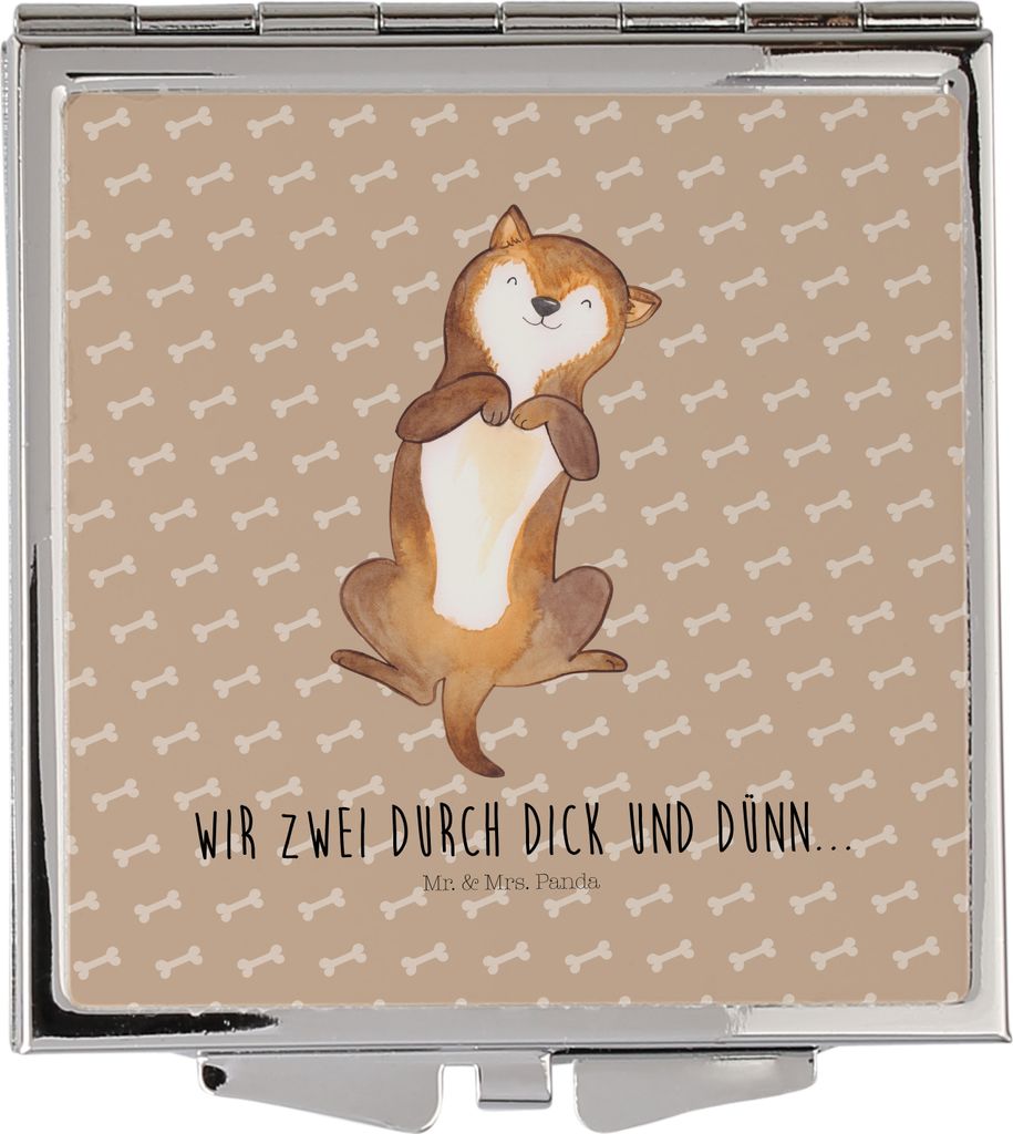 Mr. & Mrs. Panda Schminkspiegel Hund Streicheln - Hundeglück - Geschenk, Hunde, Sprüche, Handspiegel, Süß, Kosmetikspiegel, Hundespruch, Frauen...