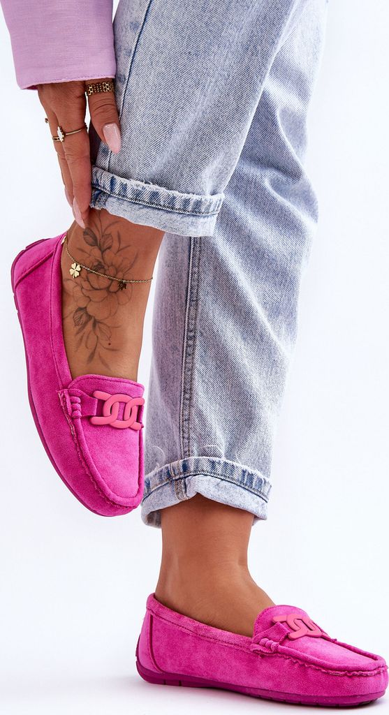 Damen Modische Wildleder Mokassins Rosa Rabell 37 Produktbild 3