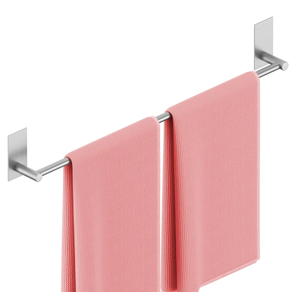 Porte-serviettes adhésif 60 cm en inox brossé SUS304 résistant