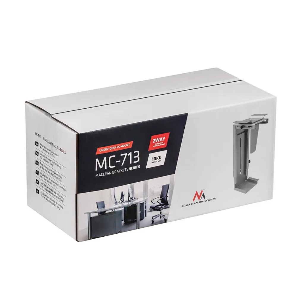 Support de PC réglable argenté avec fixation sous bureau - Robuste 25kg - 9