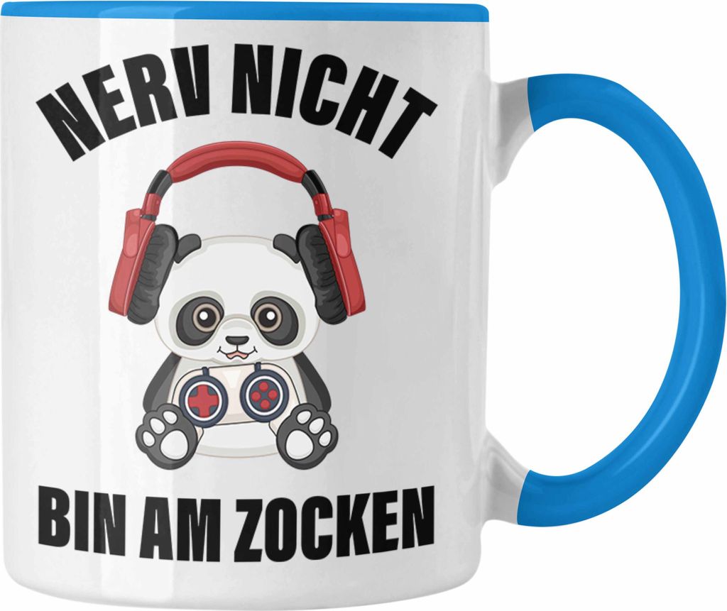 Trendation - Gamer Tasse Geschenk Jungen Zocker Mitbringsel Männer Zocken Gaming Geschenkideen PC Kinder Zubehör Spruch Lustig Nerv Nicht (Blau)