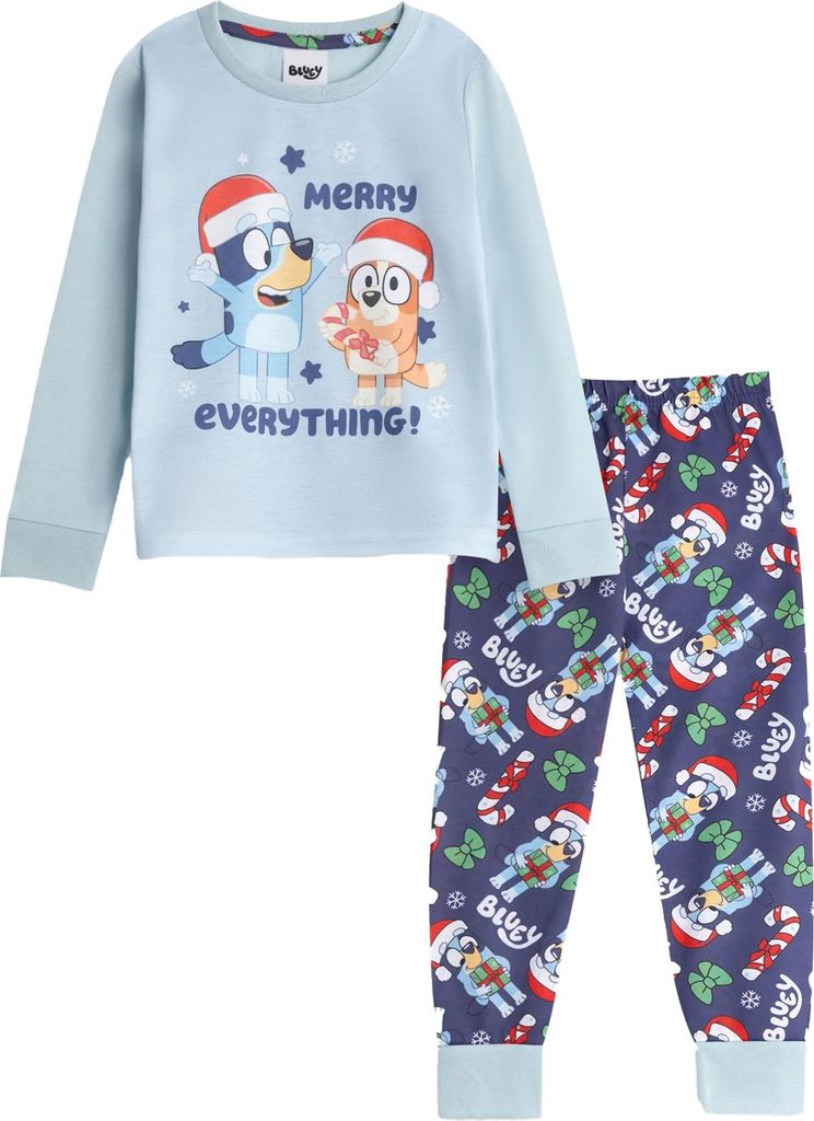 Bluey - Schlafanzug mit langer Hose für Kinder, weihnachtliches Design, Langärmlig NS9077 (116) (Bunt)