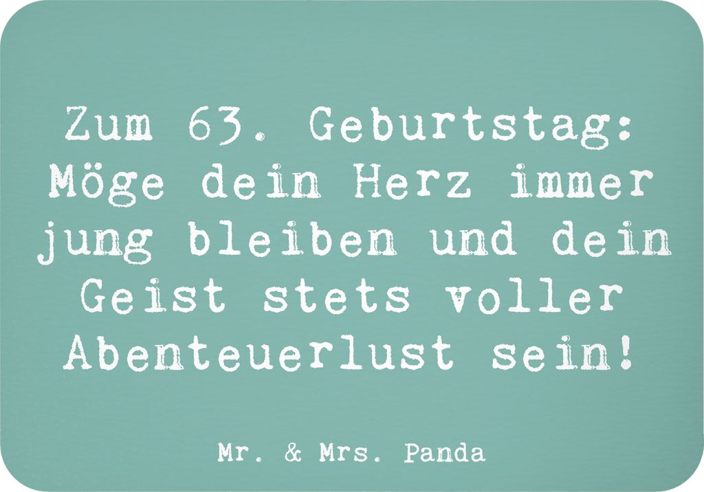 Mr. & Mrs. Panda Kühlschrankmagnet Spruch 63. Geburtstag Jugendlicher Geist - Meeresbrise - Geschenk, Freude, Happy Birthday, magnet, whiteboardma...