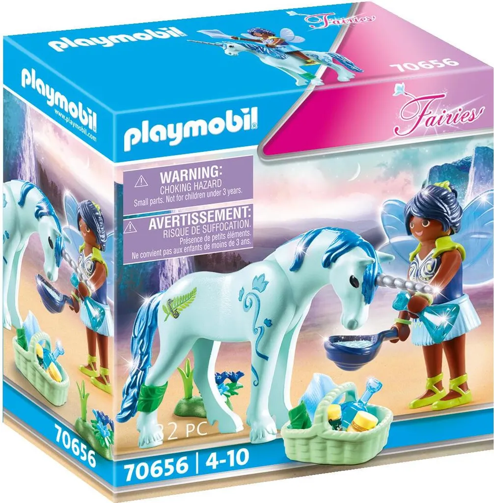 Licorne avec fée guérisseuse en résine peinte - Détails fins 18cm