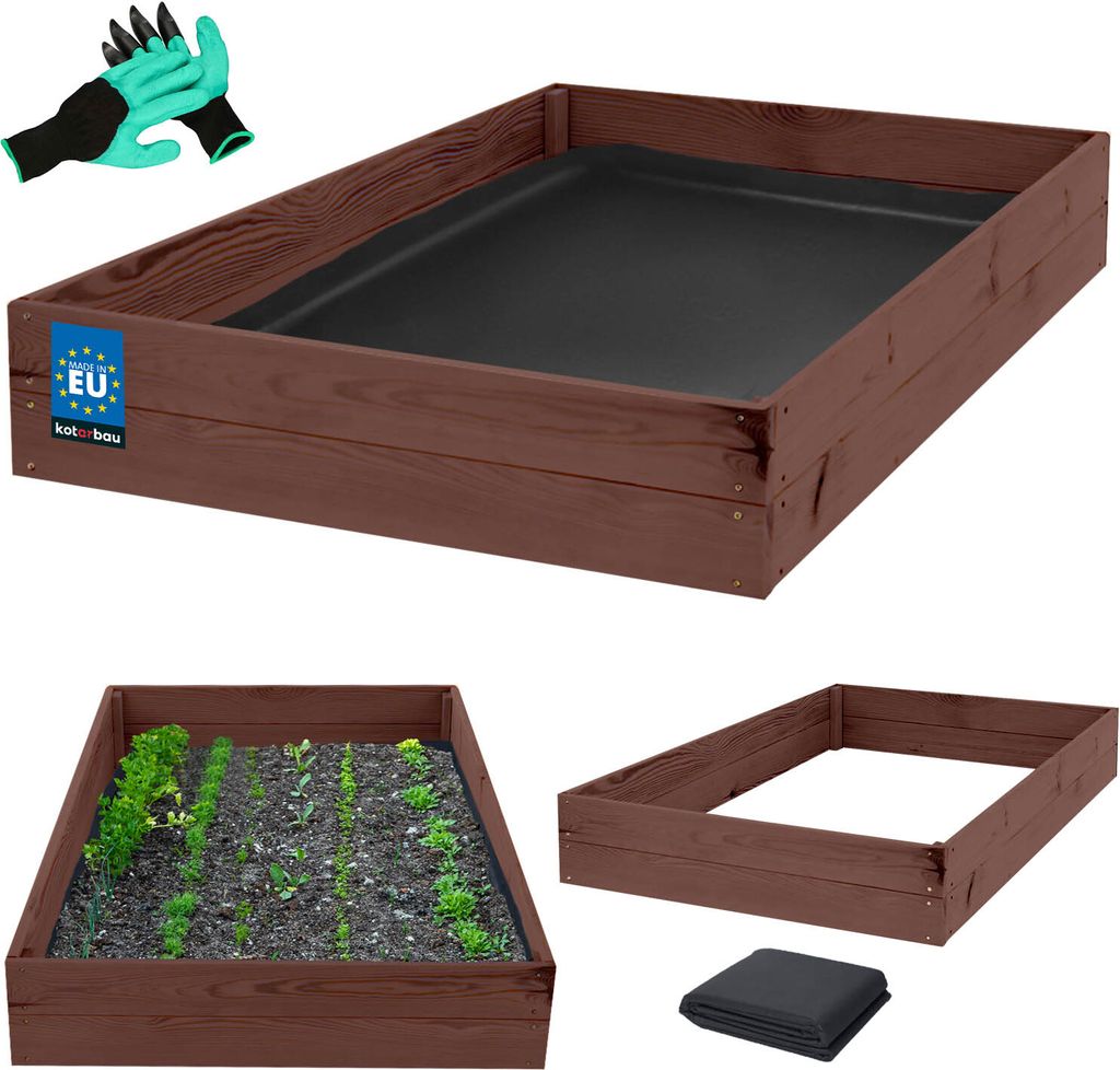 KOTARBAU® Carré Potager Bois de Pin Imprégné 120x80x18 cm Image du produit 