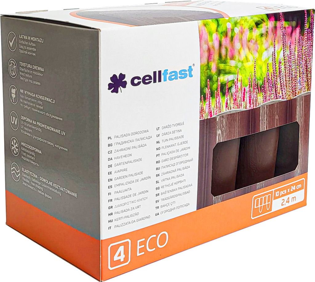 Cellfast Gartenpalisade 4 ECO Rasenkante Garten Natürlicher Look Braun 14,4 m