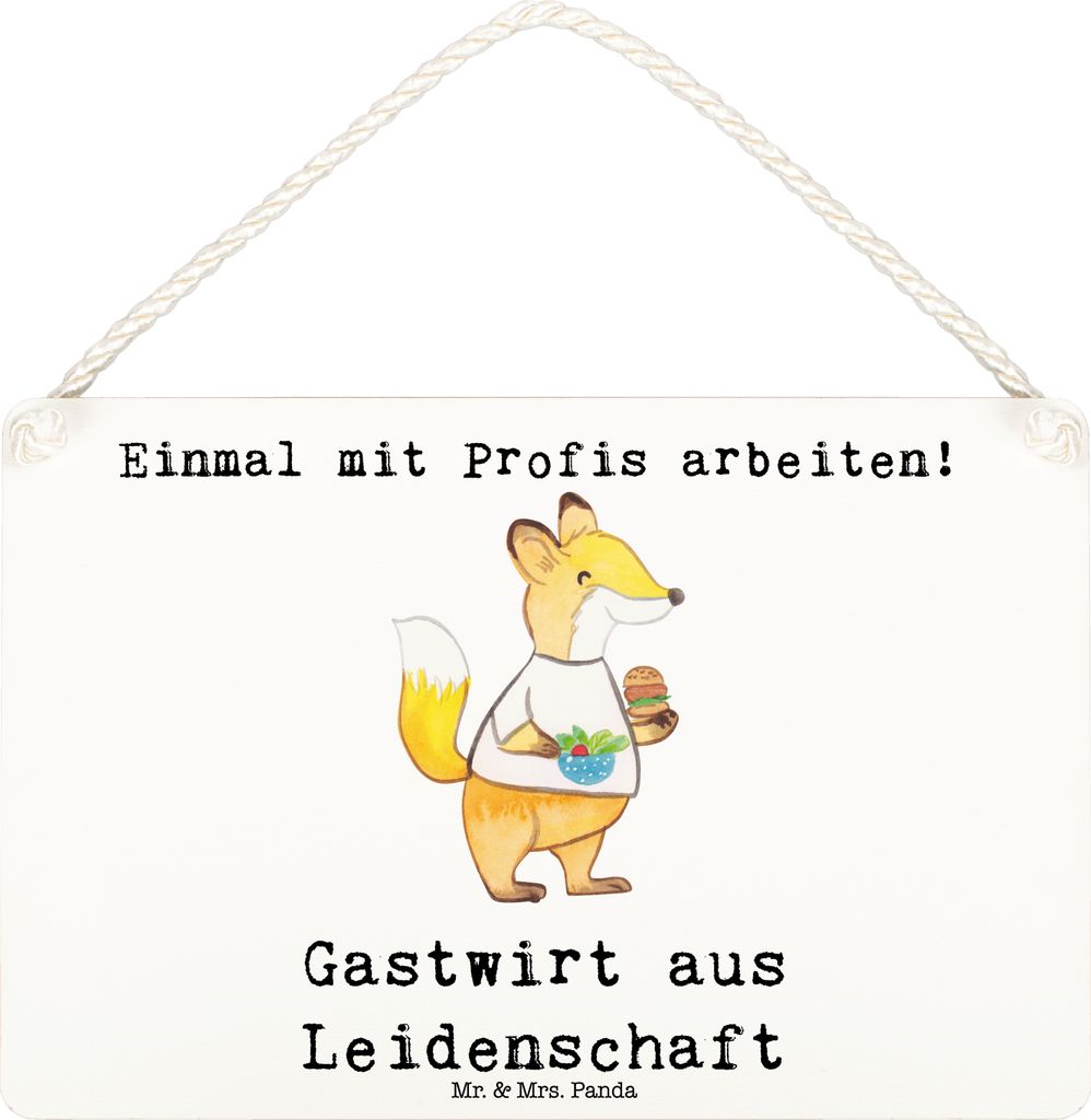 Mr. & Mrs. Panda Schild Gastwirt Leidenschaft DIN A6 - Weiß - Geschenk, Wandbild Holz, Eröffnung, Kneipe, Gaststätte, Türschild, wandhänger, h...