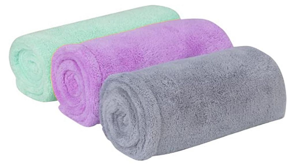 Haarturban Handtuch, 3 Stück Turban Haartrockentuch Haarturban mit Knopf, Kopftuch Handtuch für Lange Haar, Schnelltrocknend Mikrofaser Handtuch ...