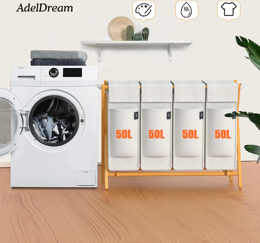 Panier à Linge 4 Compartiments pour Finir la Corvée de Tri 200L - 5