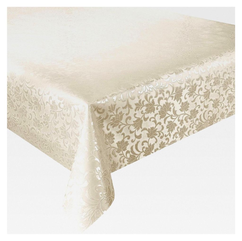 Wachstuch Tischdecke abwaschbar für Gartentische in verschiedenen Größen und Designs, wasserabweisend, abwischbar, (Jacquard Blumen Beige, 100x1...