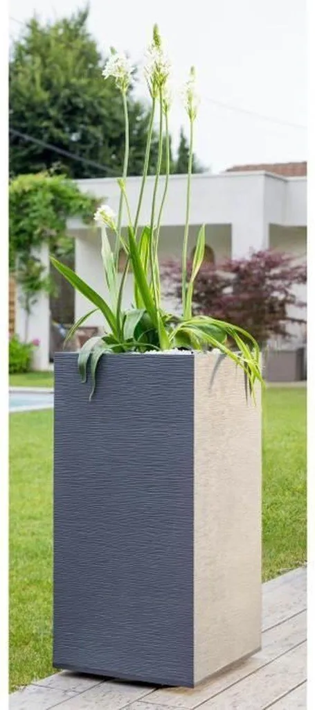 Pot de Fleurs EDA Graphit 31 Litres avec Réserve d'Eau Anthracite Mat