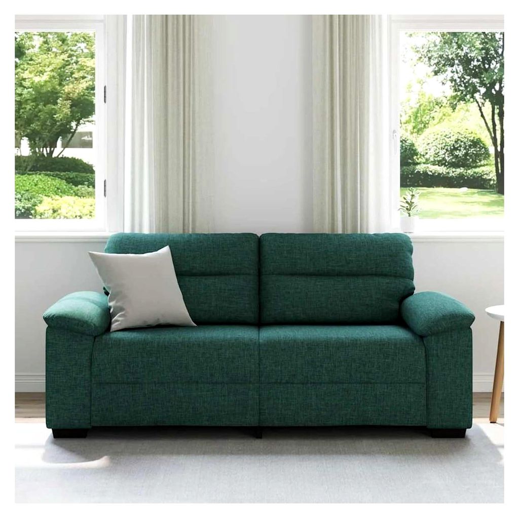 Dunkelgrünes 2-Sitzer-Sofa mit Polsterung | Polyester, Metall, Holz | Wohnzimmer & Büro | 182 x 81 x 84 cm