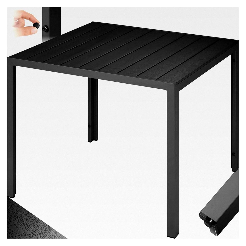 Gartentisch, Outdoor Esstisch, Balkontisch in Holzoptik, Terrassentisch mit Aluminiumrahmen, wetterfeste Gartenmöbel, 90x90x74,5cm, Tisch für Gar...